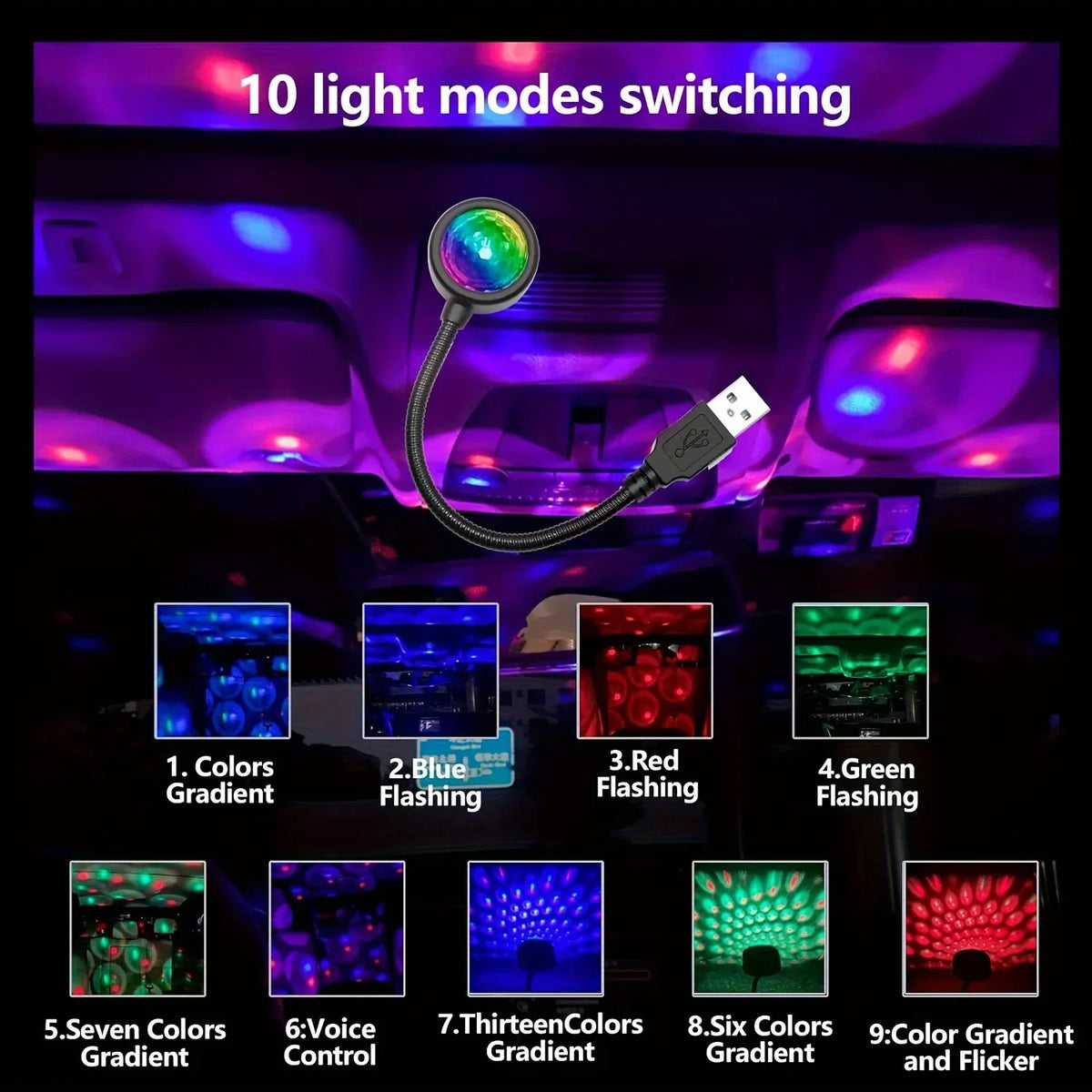 Magic Ball Car Ceiling Light – Portable Interior Atmosphere Lamp Car Interior Light Axl