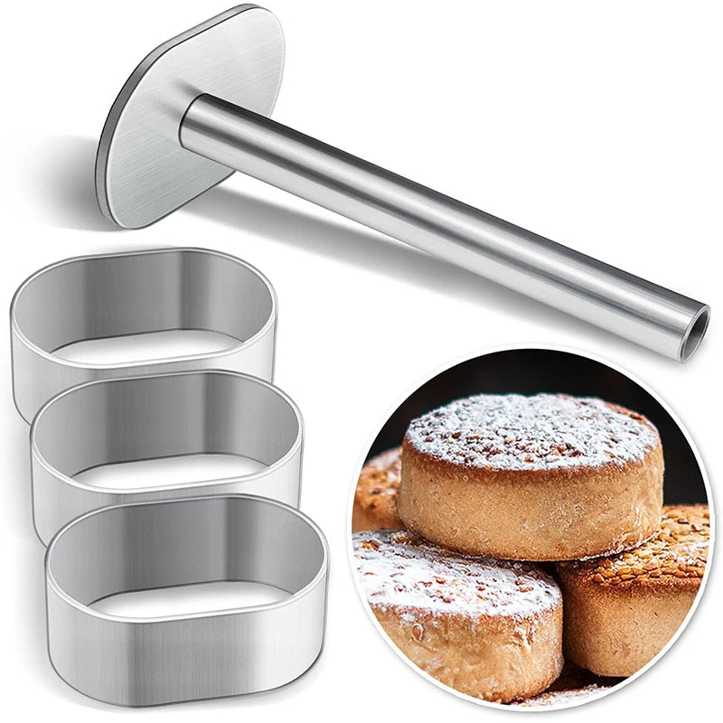 Stainless Steel Polvoron Molder with Pusher | Pastry Ring Mold Pastry Mold Set Axl