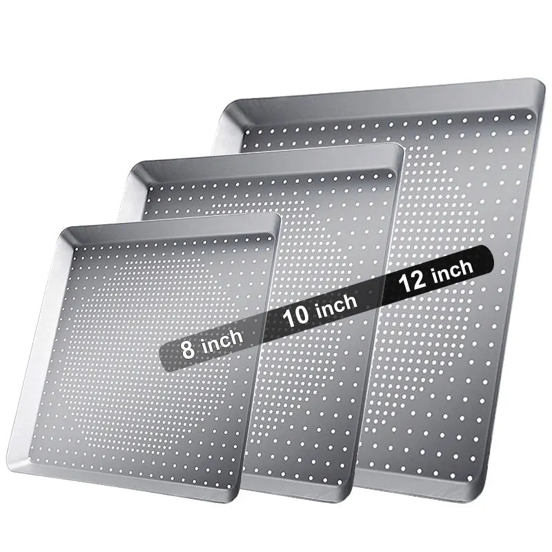 Nonstick Square Perforated Pizza Pan – 8/10/12 Inch Aluminum Pizza Baking Pan Axl