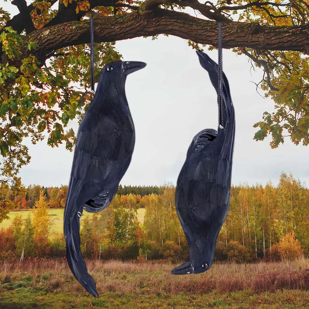 Realistic Hanging Crow Decoy – Bird Repeller & Halloween Prop Bird Decoy Decor Axl