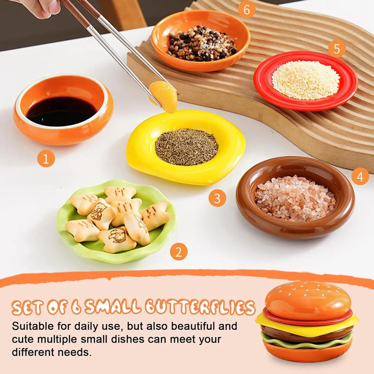 Stackable Condiment Bowls Set of 6 – Dipping Sauce Plates Condiment Dipping Bowls Axl