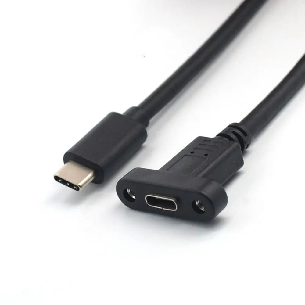 USB-C Panel Mount Extension Cable – Screw Lock Male to Female USB-C Extension Cable Axl 1M