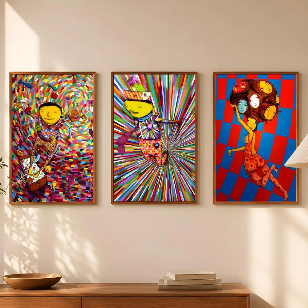 Os Gemeos Street Art Self-Stick PVC Wall Poster | HD Waterproof Wall Art Poster Axl