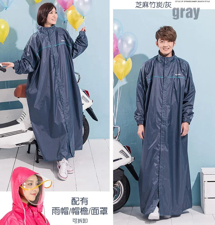 Windproof Unisex Rain Poncho Jacket – Long Hiking Raincoat Rain Poncho Jacket Axl Gray XXXL