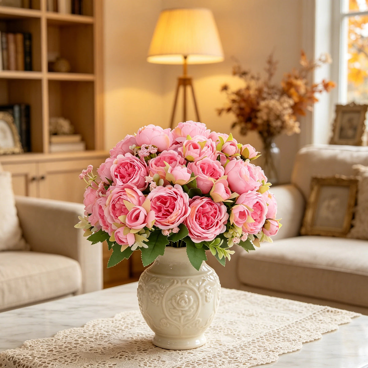 Silk Peony Rose Artificial Bouquet – Wedding & Home Décor Artificial Flower Bouquet Axl