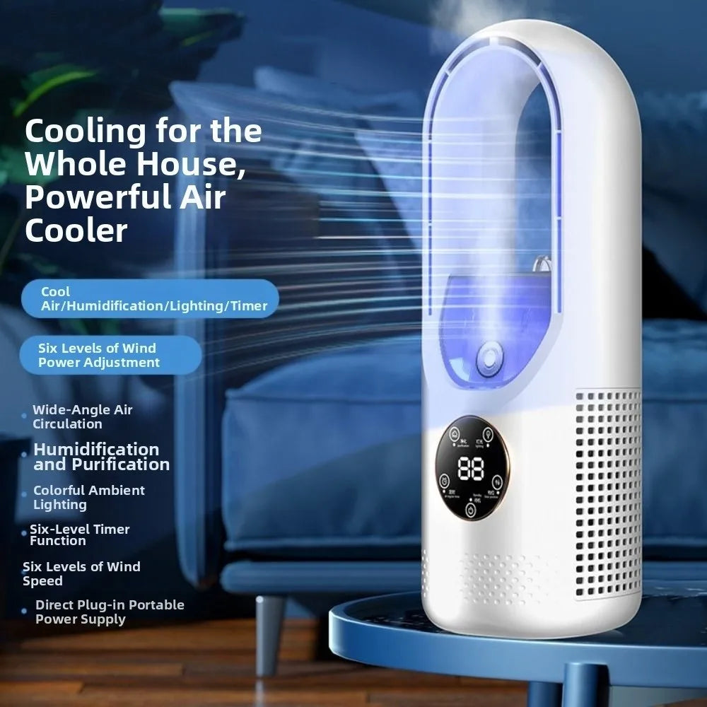 Bladeless Desktop Humidifying Fan – 6 Speed, Timer & LED Light Desktop Humidifying Fan Axl