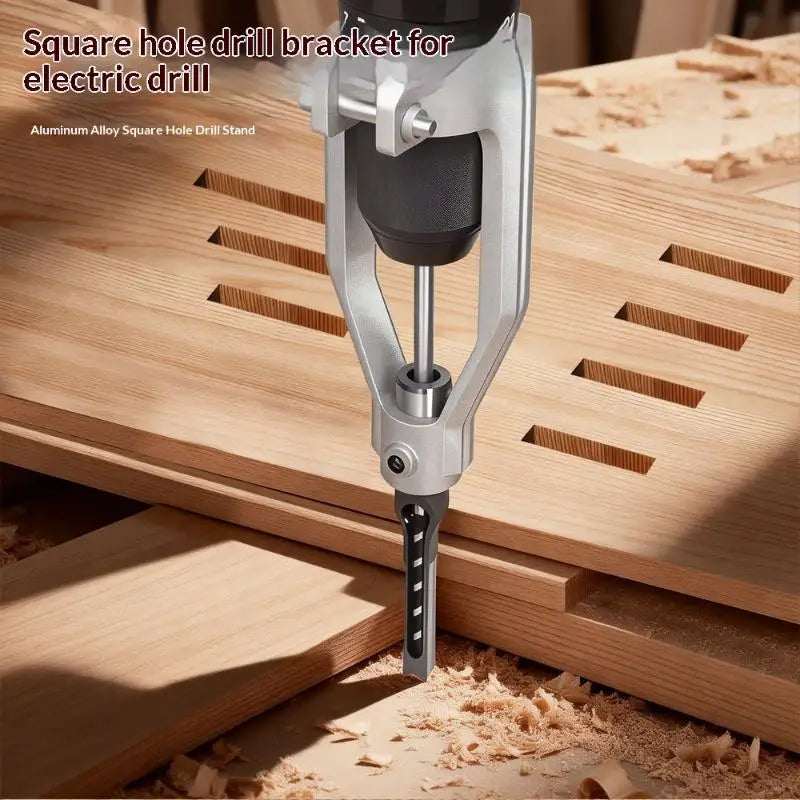 Square Hole Drill Bits Mortising Chisel Adapter | 4 Sizes Mortising Drill Bit Set Axl