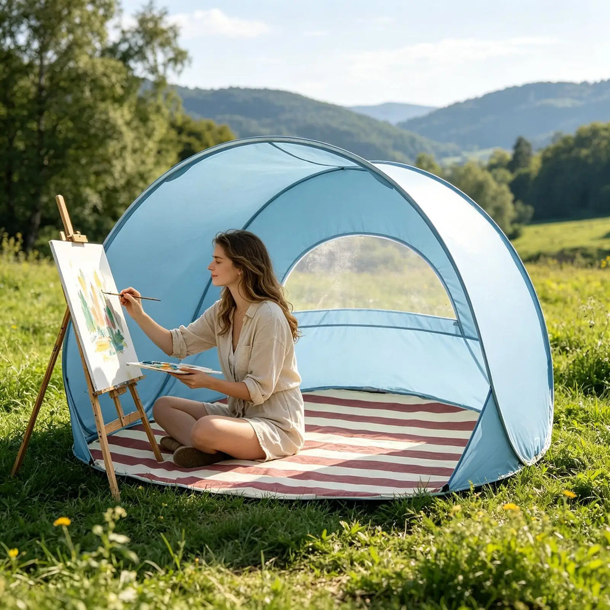 Pop-Up Beach Tent Sun Shelter – 2-4 Person Portable Shade Pop-Up Beach Tent Axl