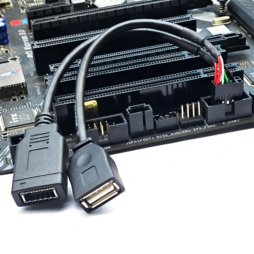USB 9-Pin to Type-E Key-A & USB-A Front Panel Adapter Cable USB Adapter Cable Axl