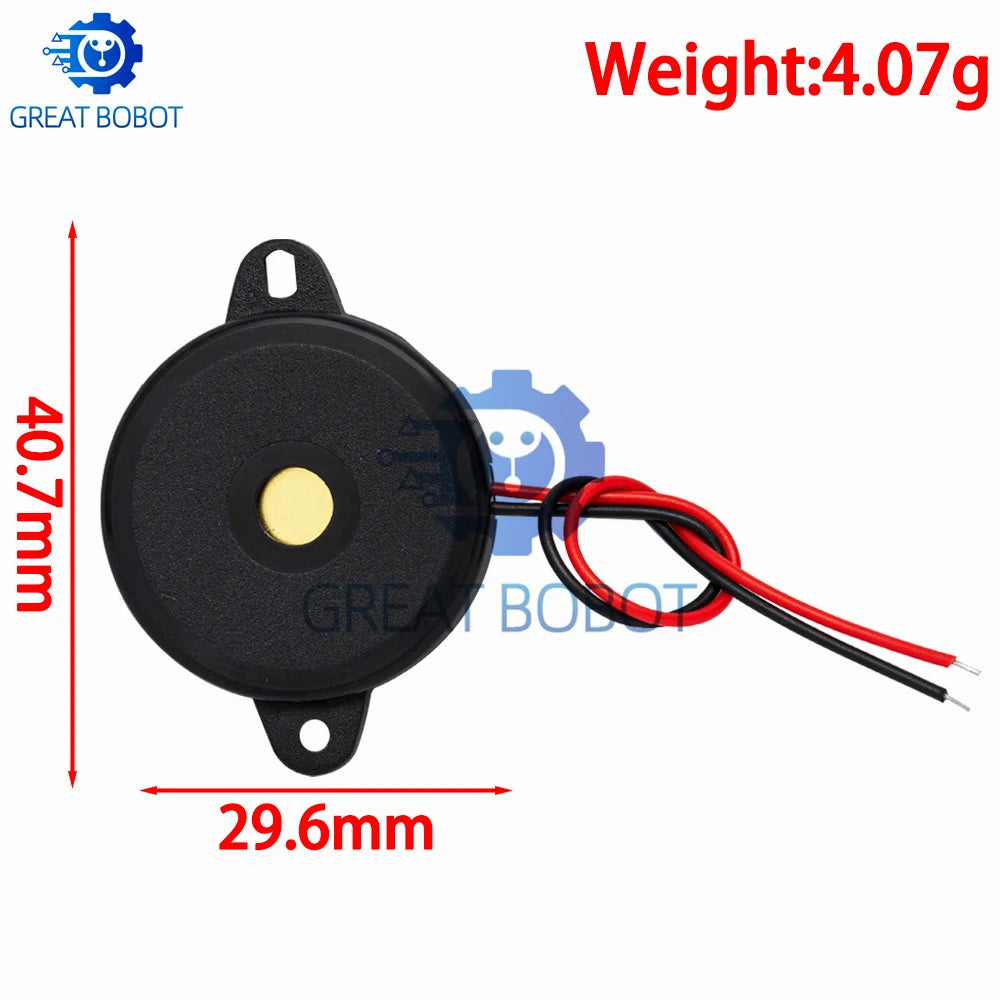 5-Pack 30x5.5mm Enclosed Piezo Passive Buzzer w/ Wires AT3040 Piezo Buzzer Component Axl