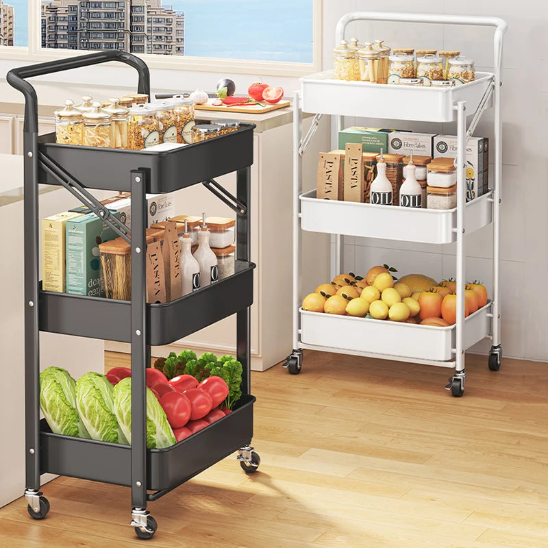 4-Tier Foldable Rolling Storage Rack – Multi-Room Organizer Foldable Storage Rack Axl