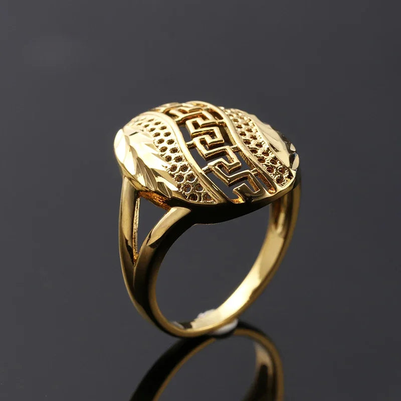 Huitan Gold Hollow-Out Bohemian Ring for Women | Sizes 5–14 Fashion Ring Axl A596 6