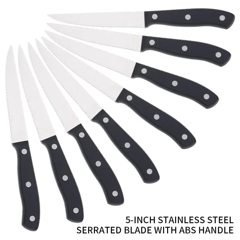 Stainless Steel Serrated Steak Knife Set – Sharp & Durable Steak Knife Set Axl 8 Pcs Steak Knife China Mainland