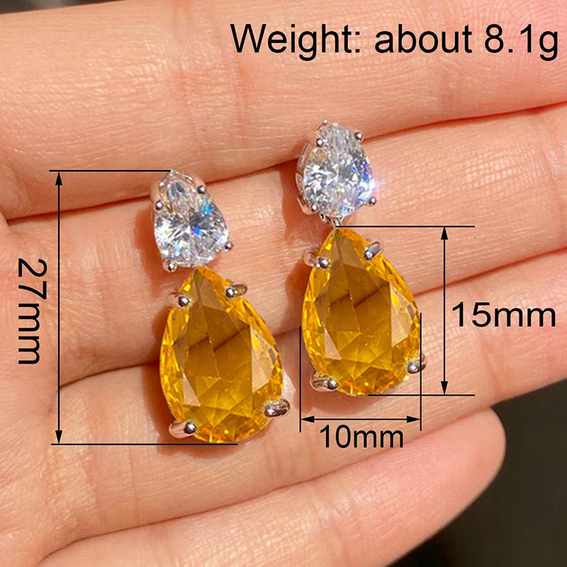 Huitan Pear CZ Dangle Earrings – Elegant Drop Earrings Women CZ Dangle Earrings Axl