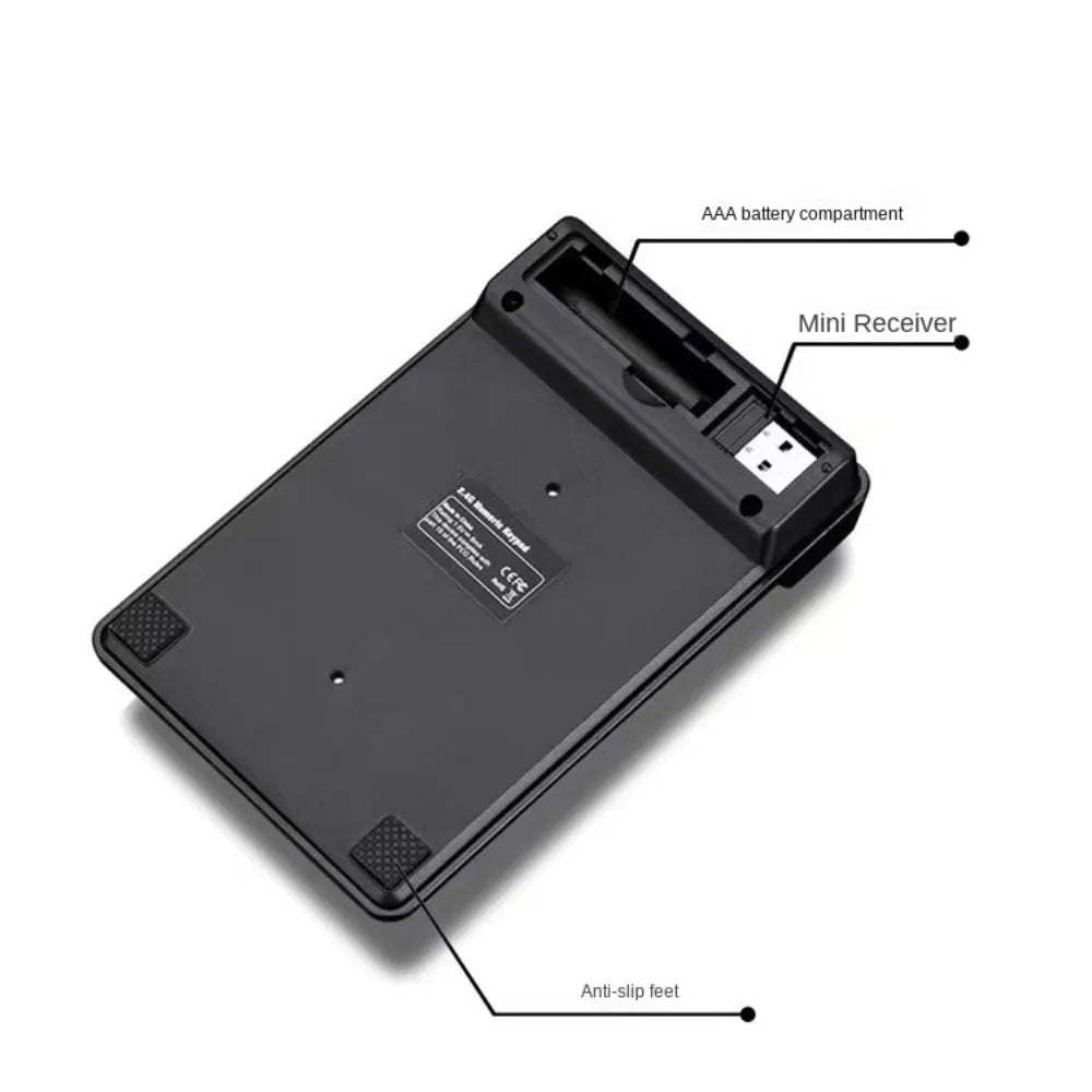 19-Key Wireless Numeric Keypad – Bluetooth, USB & 2.4G Wireless Numeric Keypad Axl