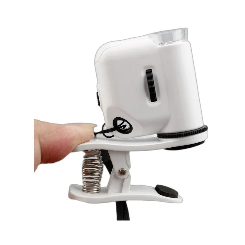 Mini Portable LED Pocket Microscope with Phone Holder Pocket Microscope Axl WHITE