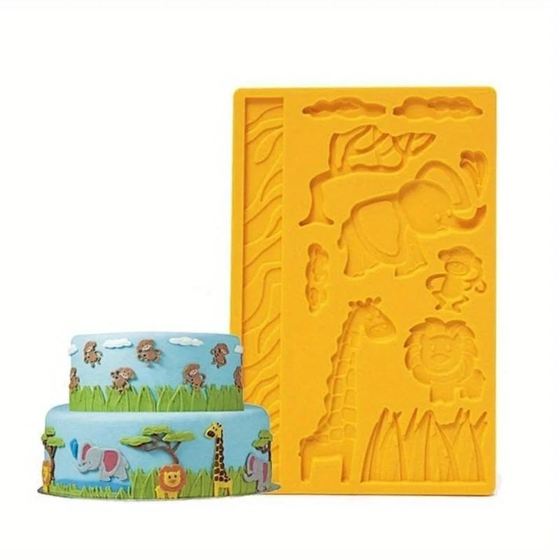 Zoo Animal Fondant Cake Mold – Silicone Embosser Baking Tool Fondant Cake Mold Axl