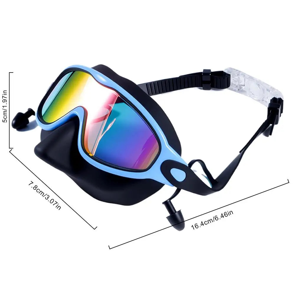 Kids Swim Goggles with Nose Cover, Earplugs & UV Protection Kids Swim Goggles Axl black blue