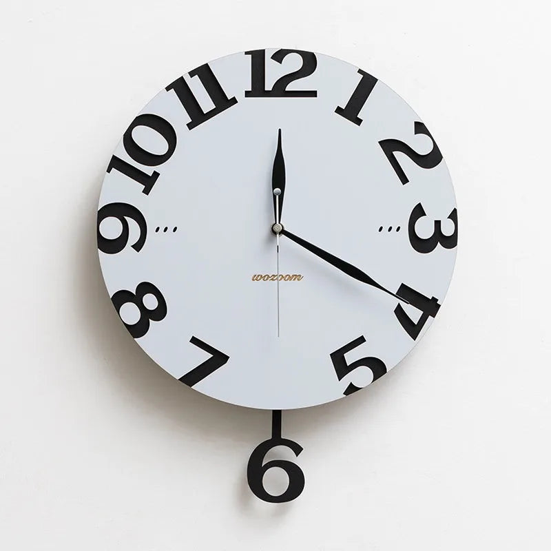 Modern Silent Pendulum Wall Clock – Minimalist Wood Decor Decorative Wall Clock Axl Blue