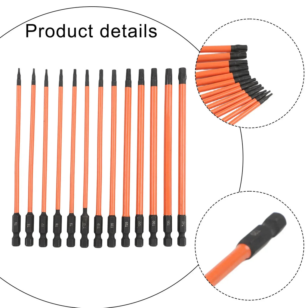 13-Pc Magnetic Torx Star Screwdriver Bits Set – 1/4" Hex Screwdriver Bit Set Axl
