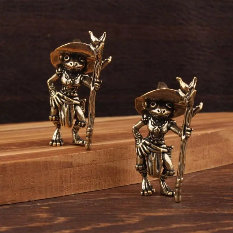 Vintage Brass Frog Wizard Statue | Desktop Figurine Ornament Desktop Figurine Ornament Axl