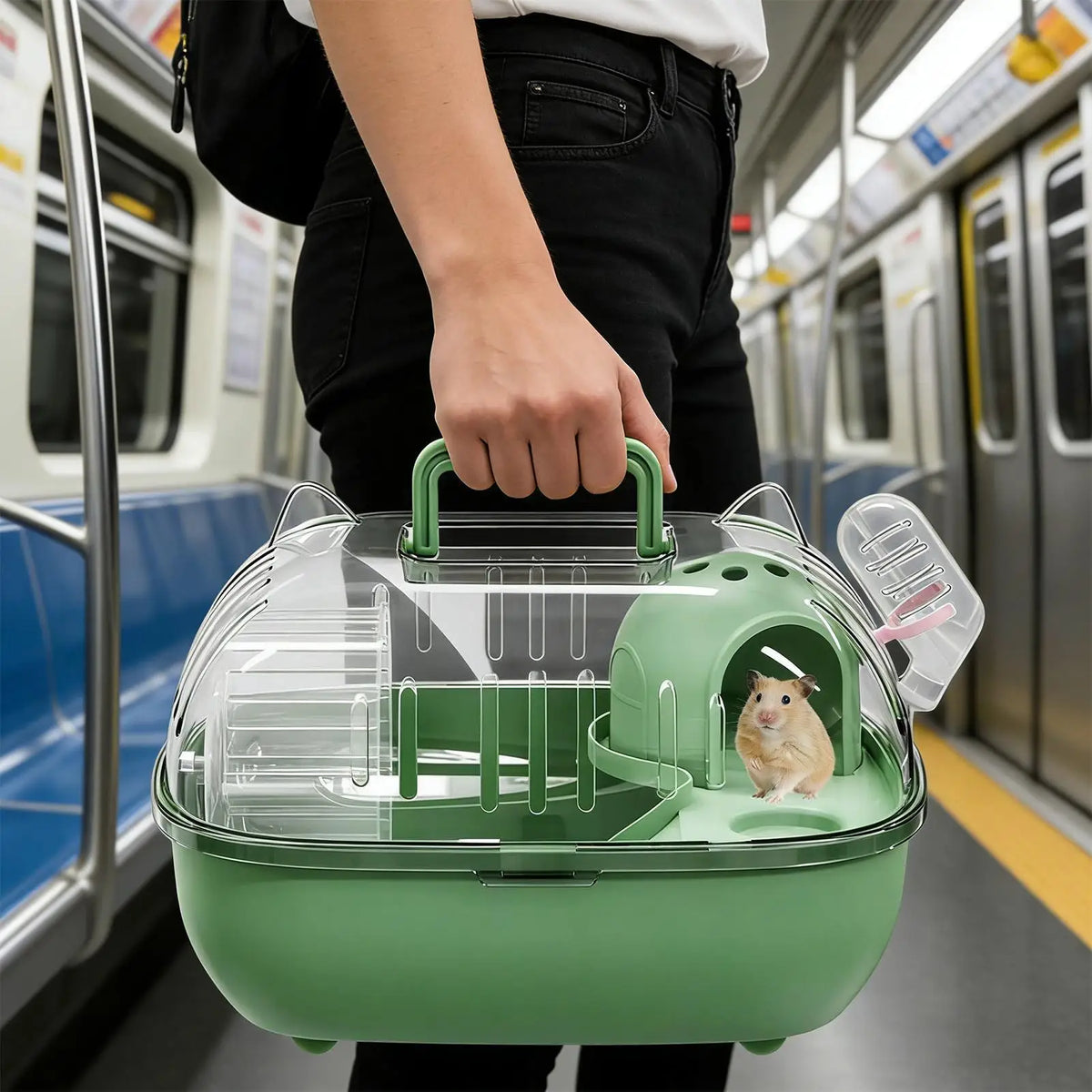 Travel Hamster Carrier Bag – Clear Double Layer Portable Cage Small Pet Carrier Axl