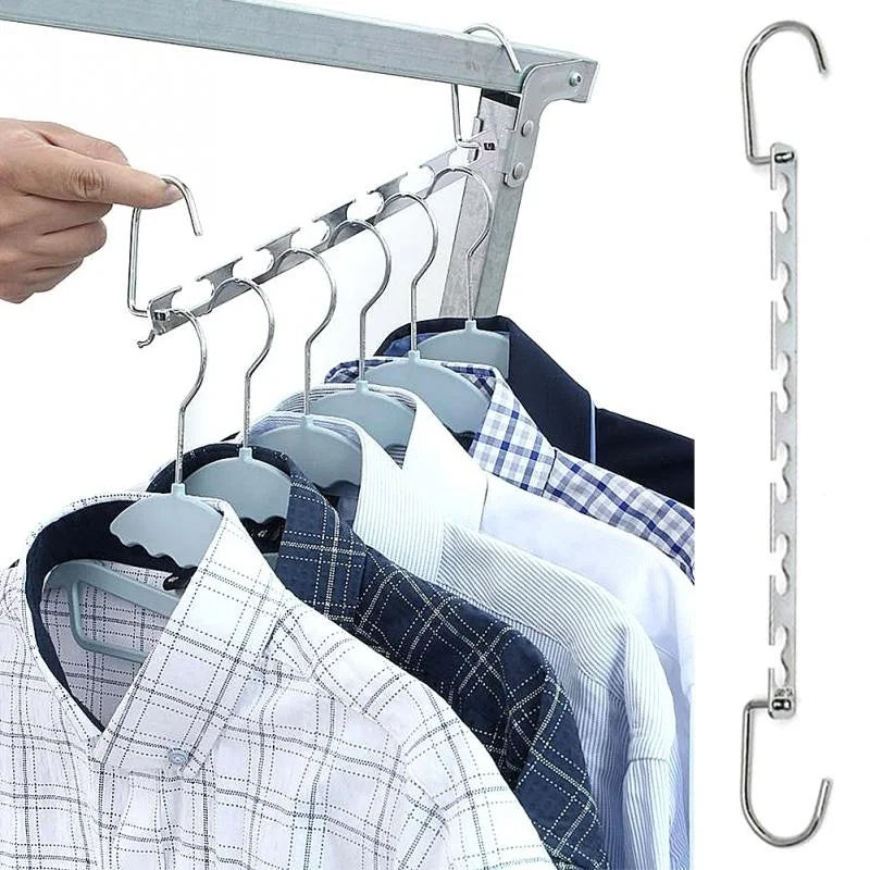 Space-Saving Metal Clothes Hangers with Magic Hook – 1 or 3 Pack Wardrobe Space Organizer Axl silver