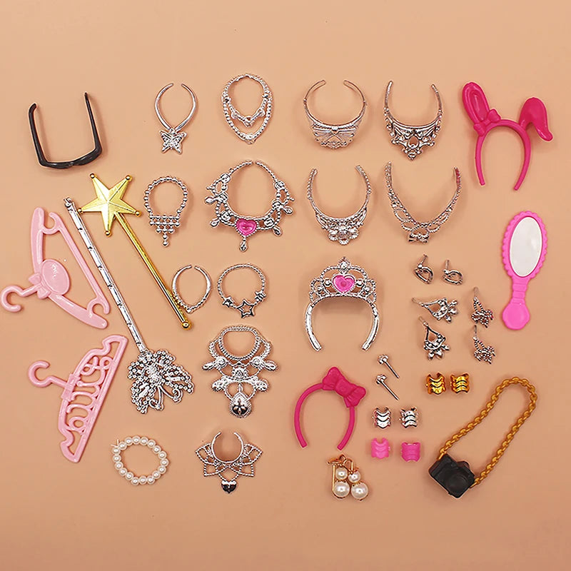 20Pcs Dollhouse Jewelry – Earrings, Bracelets & Crown for 1/6 Dolls Doll Jewelry Accessories Axl