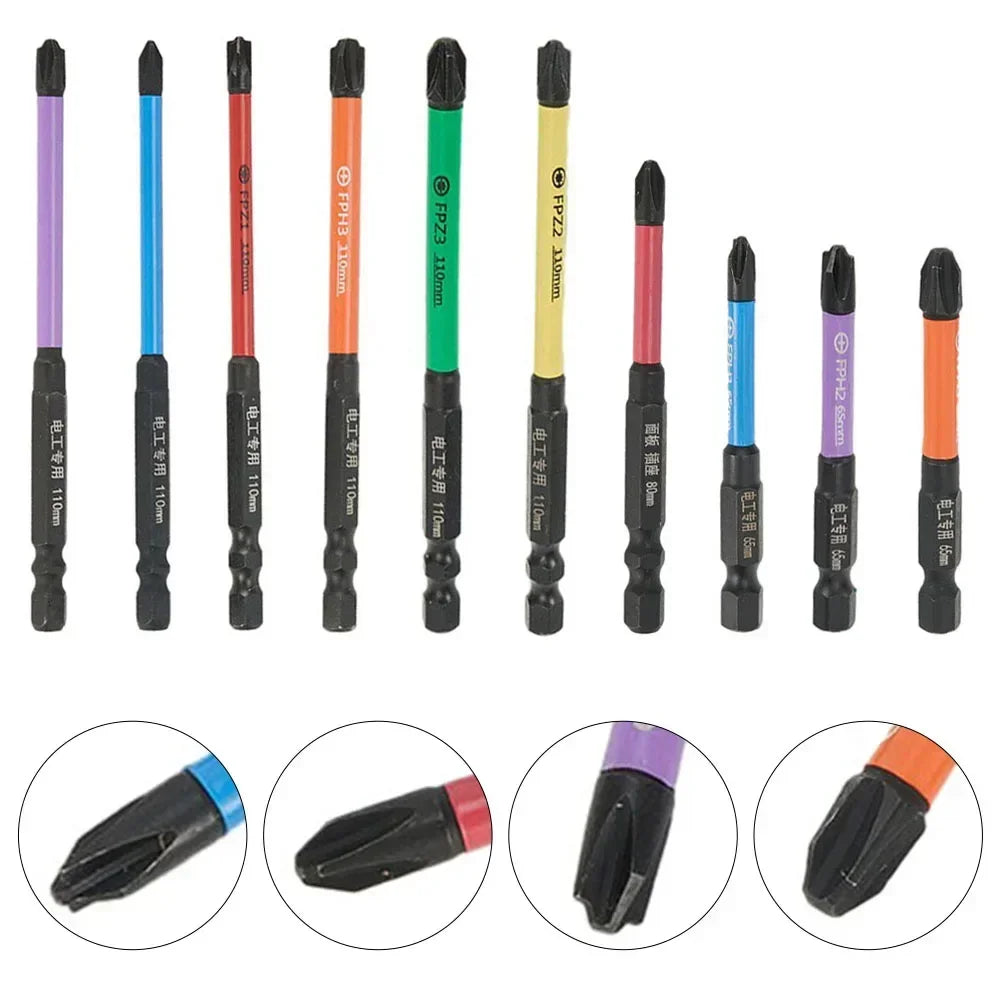 10pc Magnetic Electrician Screwdriver Bit Set 65–110mm Cross Screwdriver Bit Set Axl China Mainland
