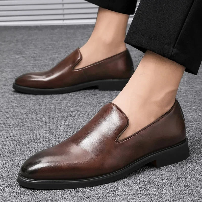Men's Red Sole Pointed Toe Loafers – Slip-On Business Dress Shoes Men's Dress Loafers Axl