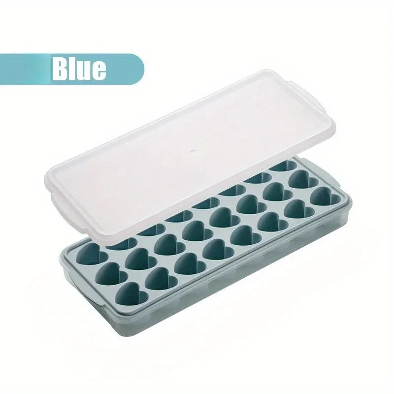 24-Grid Heart Shape Silicone Ice Cube Tray | Ice Ball Maker Silicone Ice Cube Tray Axl 24 Grids Blue