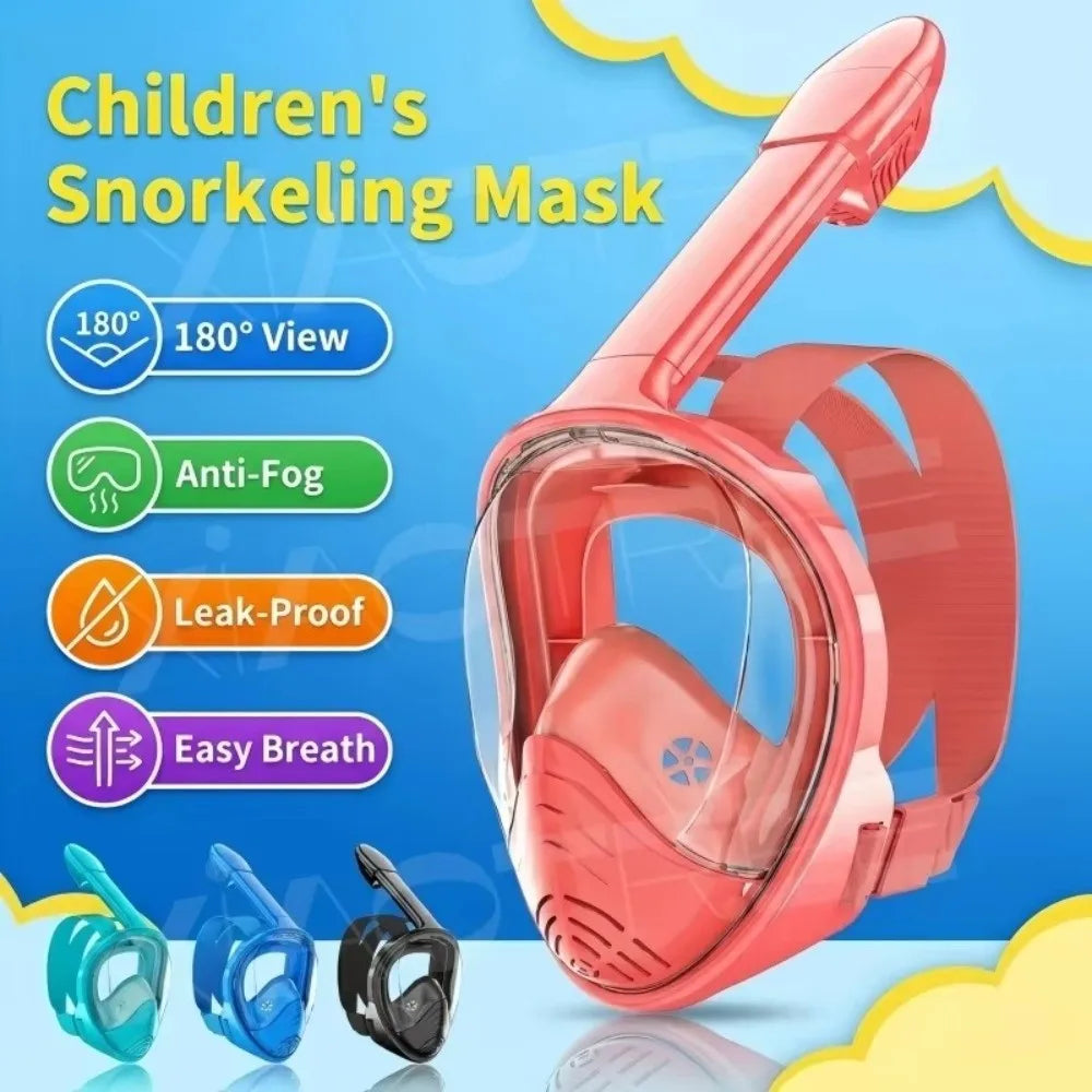 Kids Full Face Snorkel Mask – Foldable Anti-Fog Silicone Snorkel Mask Axl