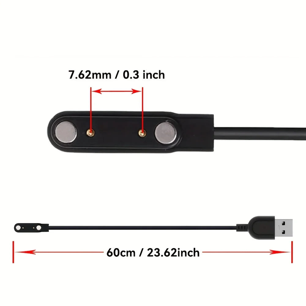 Universal 2-Pin Magnetic Smart Watch Charger Cable 7.62mm USB Watch Charging Cable Axl