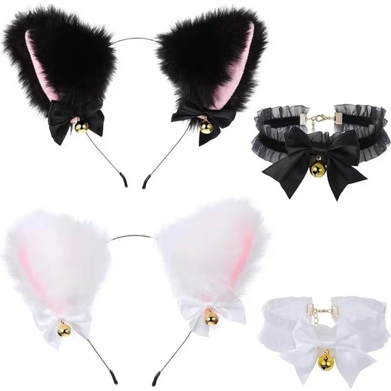 Cat Ear Headband & Bow Tie Necklace Set – Cosplay Costume Costume Headband Set Axl
