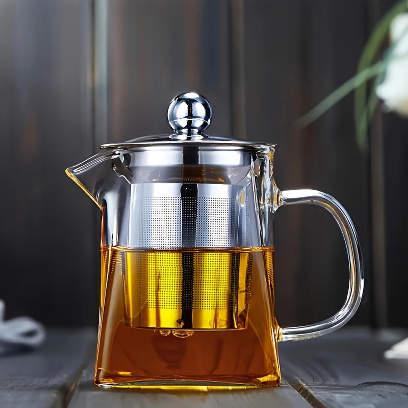 KEMORELA 1L Glass Teapot with Stainless Steel Strainer Glass Teapot Axl
