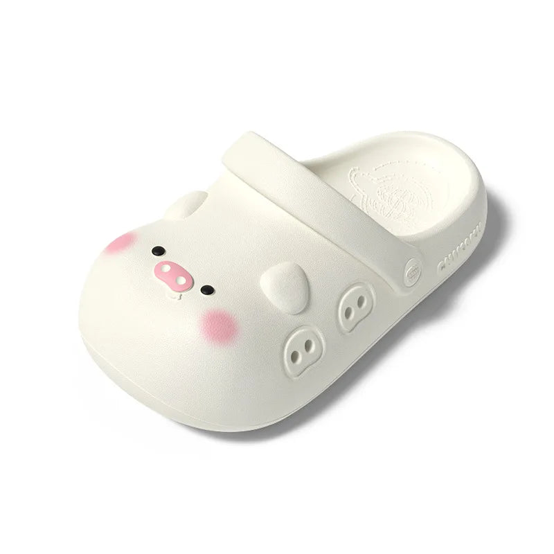 Women's Cartoon Pig EVA Clog Slippers – Closed Toe Novelty Novelty Clog Slippers Axl White 36-37