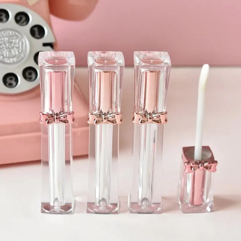 Rose Gold Bow Lip Gloss Tube – 3.5ml Refillable Container Cosmetic Refill Tube Axl