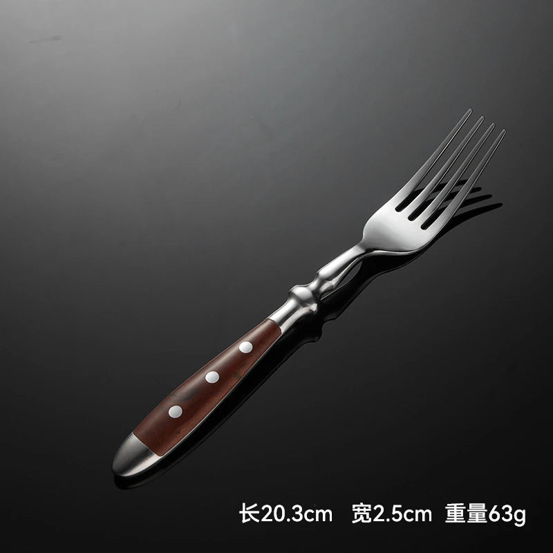 6-Piece Stainless Steel Flatware Set – Knife, Fork & Spoon Flatware Set Axl Brown fork
