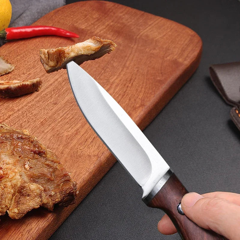 EDC Mini Fixed Blade Knife – Stainless Steel & Wood Handle Fixed Blade Knife Axl
