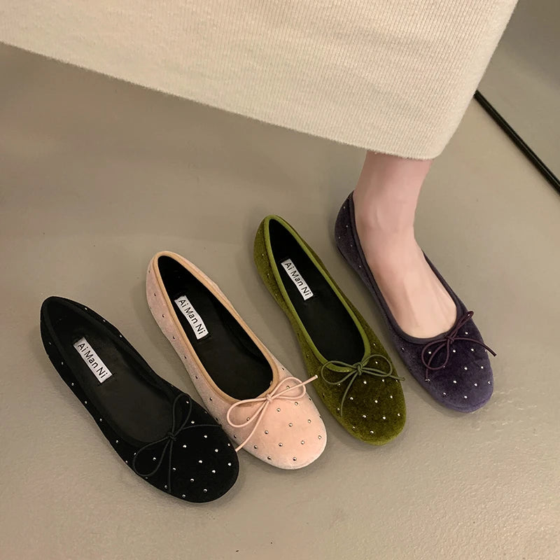 Vintage Suede Women's Ballet Flats – Slip-On Round Toe Shoes Women's Ballet Flats Axl