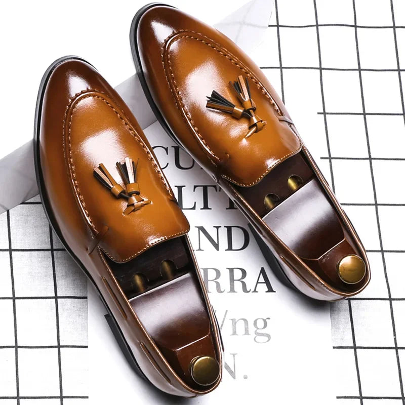 Men's Italian Style Leather Loafers – Luxury Slip-On Casual Shoes Men's Loafers Axl Brown 43