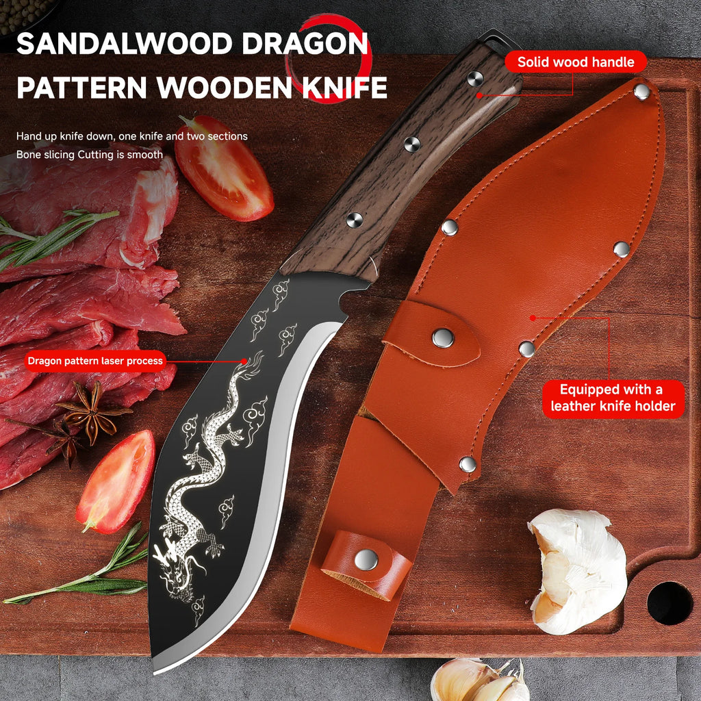Hand Forged Dragon Pattern Meat Cleaver – Stainless Steel Knife Meat Cleaver Axl