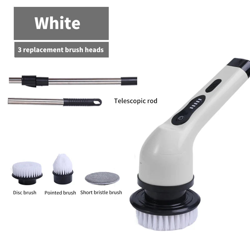 BALASHOV 9-in-1 Electric Spin Scrubber | Kitchen & Bathroom Electric Spin Scrubber Axl White 3 heads