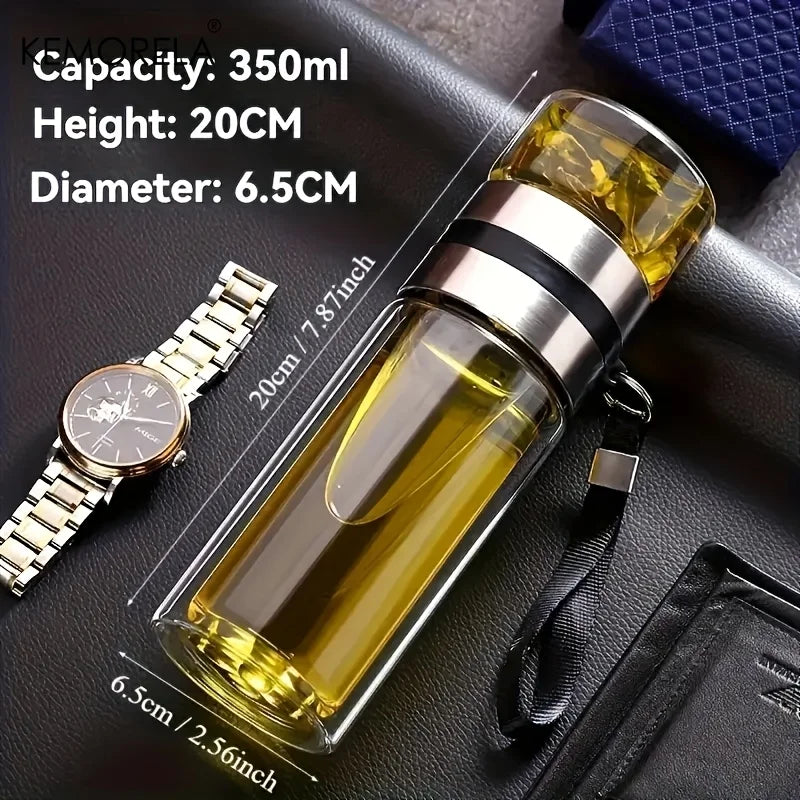 KEMORELA Insulated Glass Tea Bottle 350ml–500ml | Leakproof Insulated Tea Bottle Axl 350ml 350-500ml