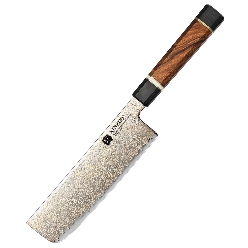 XINZUO 7" Nakiri Knife – 37-Layer Tricolour Damascus Steel Damascus Kitchen Knife Axl Knife China Mainland