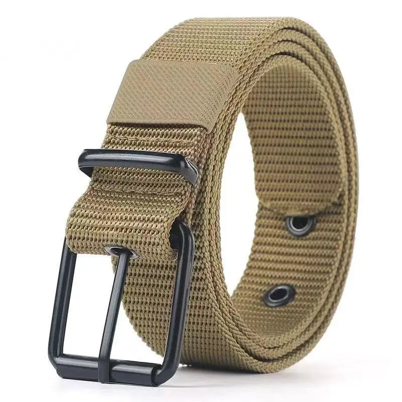 Unisex Canvas Eyelet Belt – Pin Buckle Jeans & Sports Belt Canvas Eyelet Belt Axl Khaki
