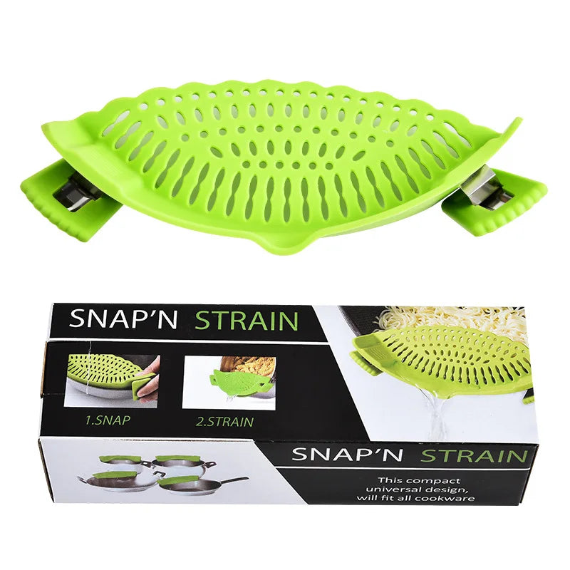 Clip-On Silicone Pot Strainer & Anti-Spill Water Drainer Pot Strainer Axl Green Color Box Pack