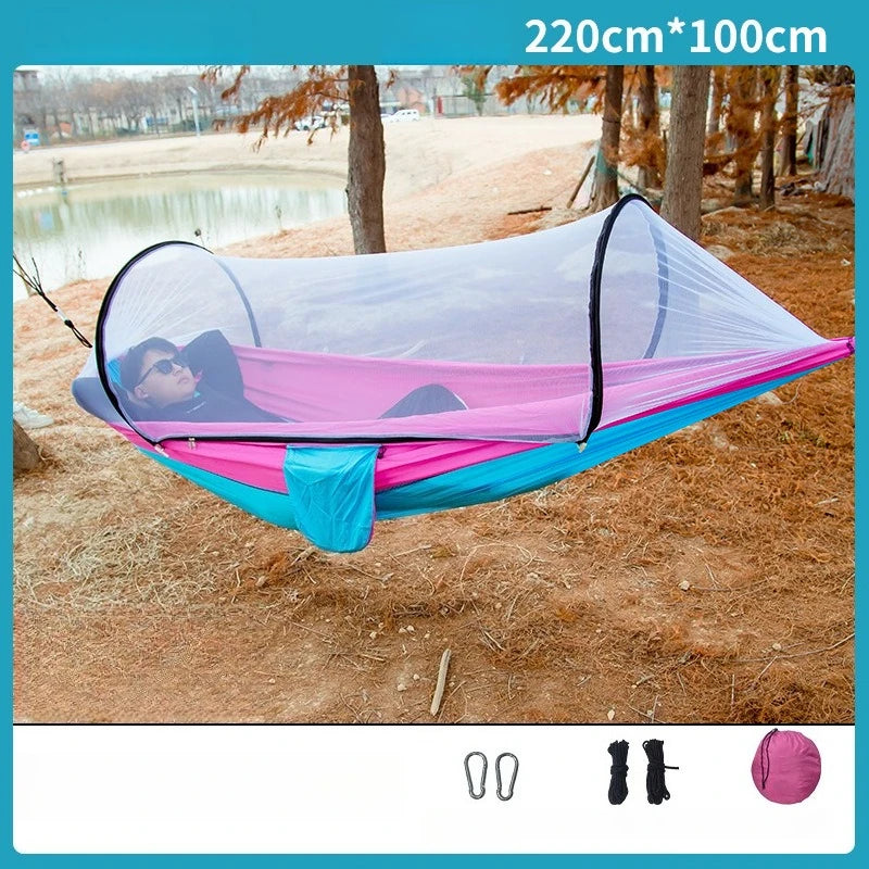 Ultralight Camping Hammock with Mosquito Net | Parachute Nylon Camping Hammock Axl pink S