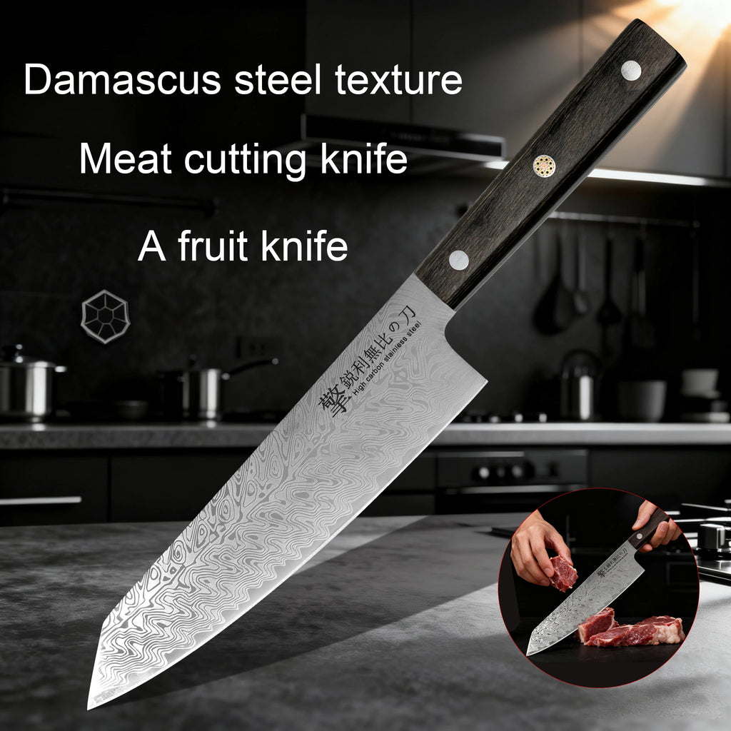 Damascus Steel Santoku Knife – Japanese Chef's Knife 20cm Chef's Kitchen Knife Axl