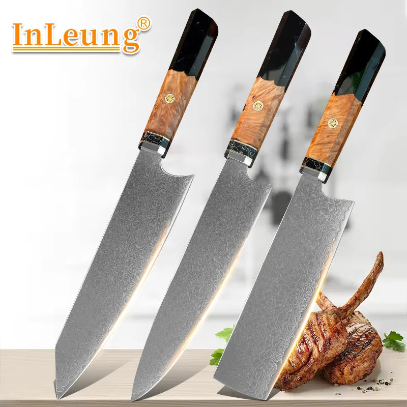 InLeung 67-Layer Damascus VG10 Japanese Chef Knife – 20.5cm Damascus Chef Knife Axl